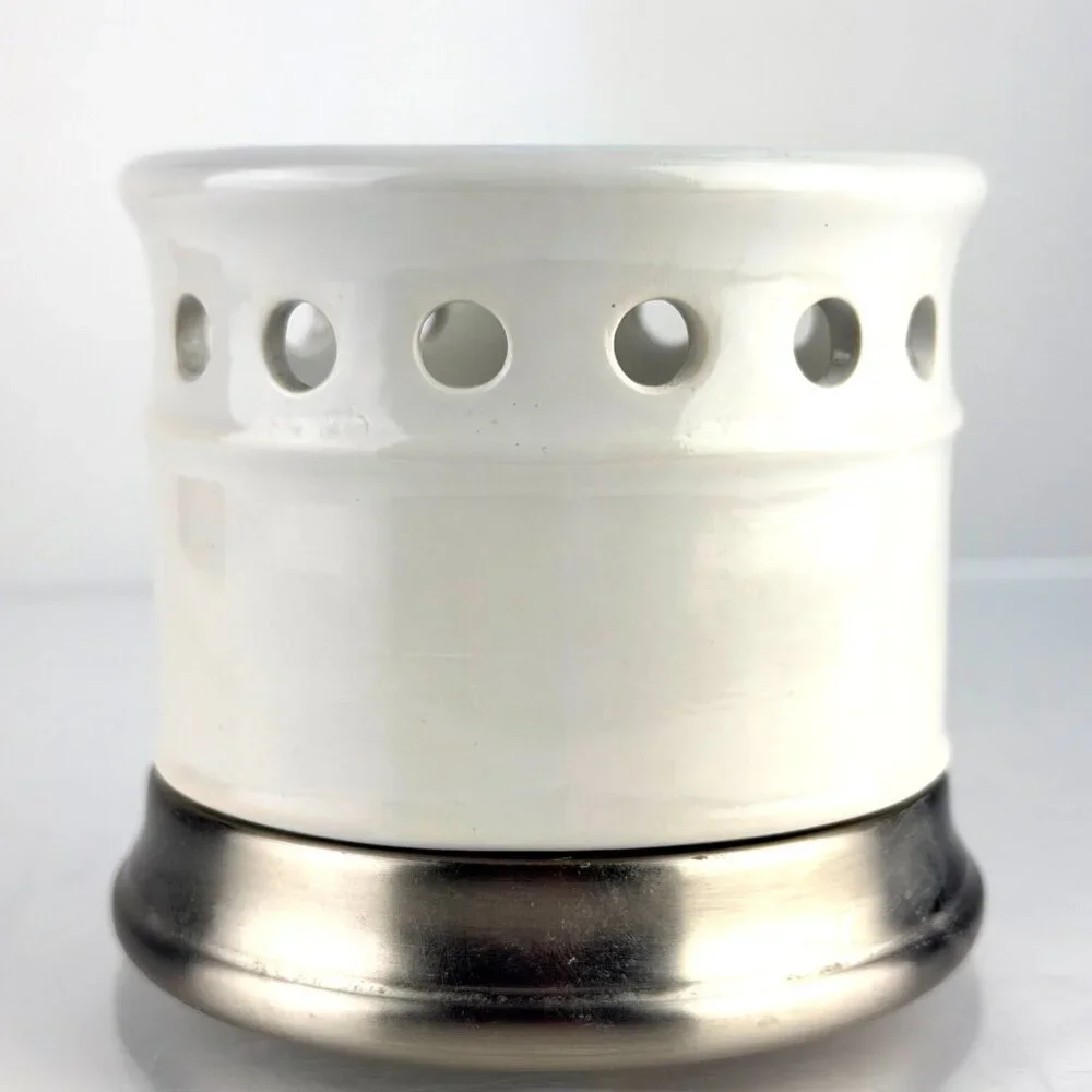 Williams Sonoma White Ceramic Wine Bottle Chiller with Stainless Base